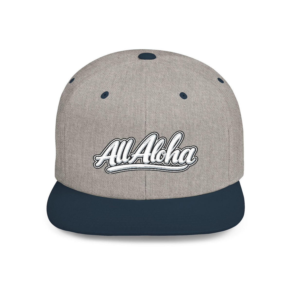 Camo Flat Bill Snapback Hat — 'All Aloha' Embroidered Trucker Cap