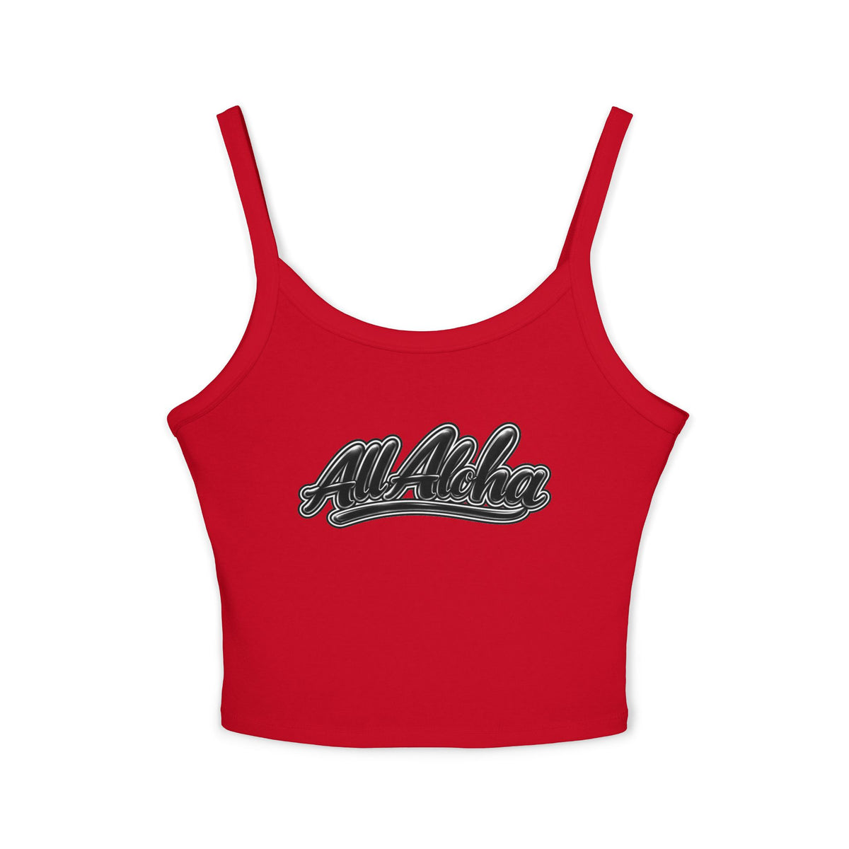 All Aloha Tank Top — Women's Spaghetti Strap Cropped Tank, Hawaiian Vintage Script