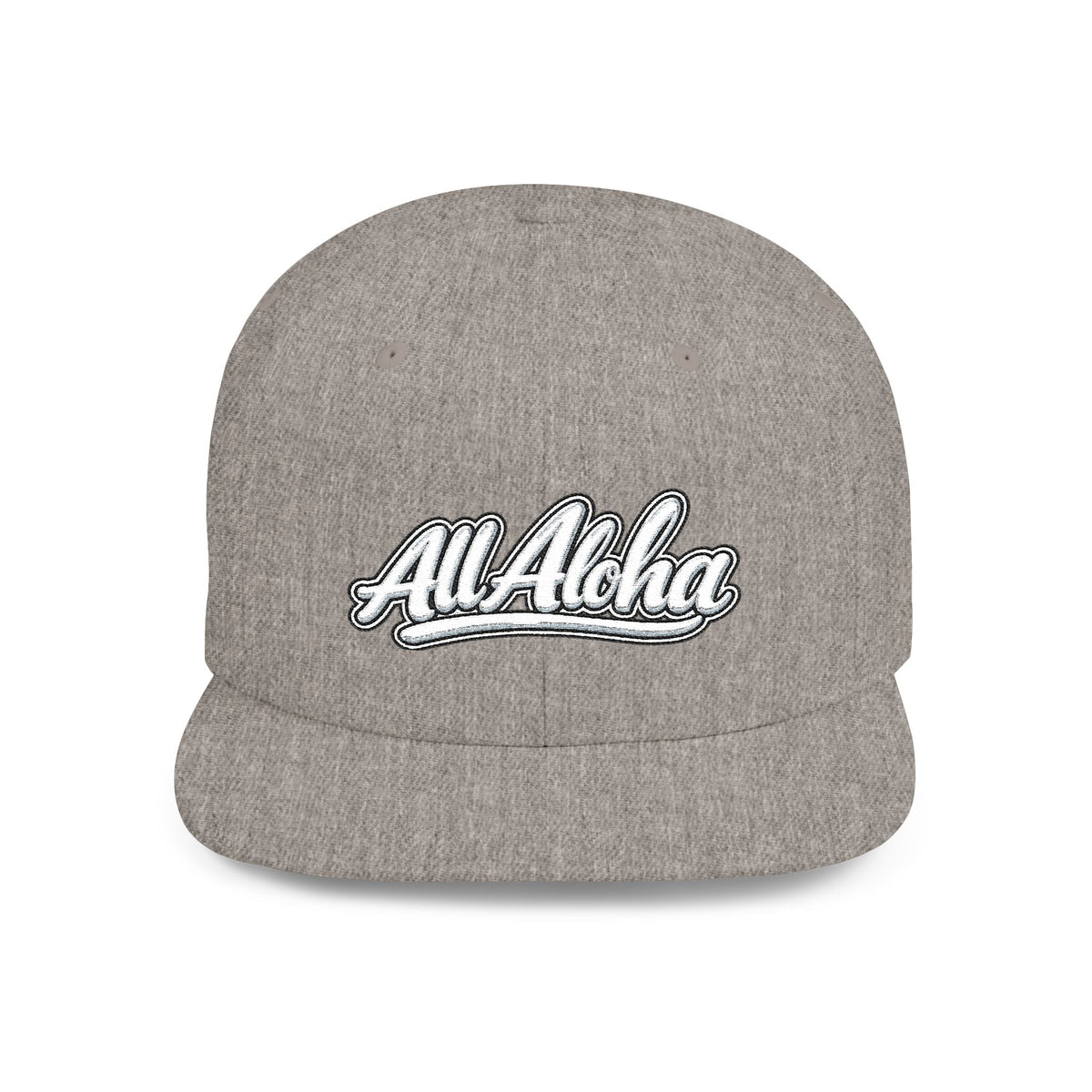 Camo Flat Bill Snapback Hat — 'All Aloha' Embroidered Trucker Cap