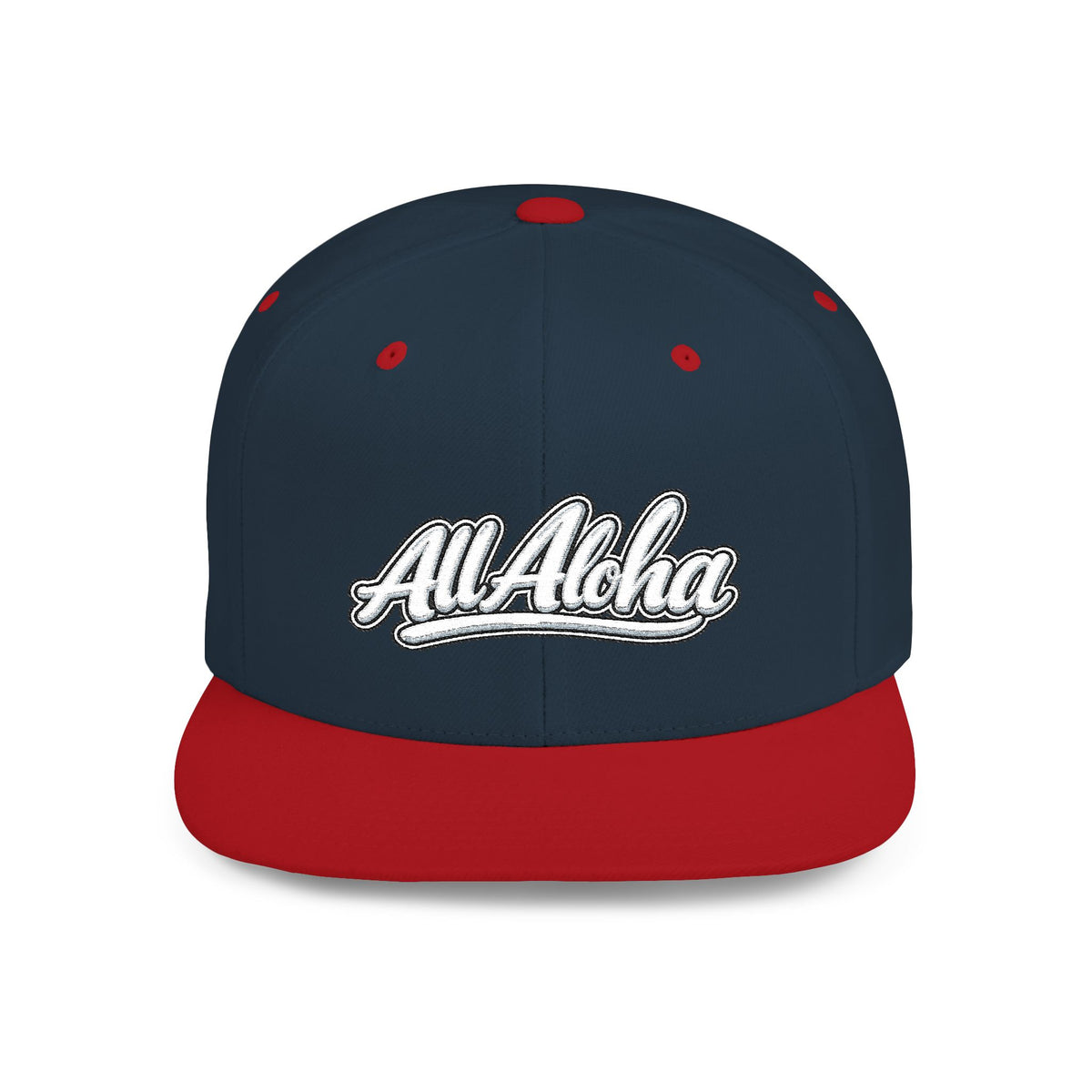 Camo Flat Bill Snapback Hat — 'All Aloha' Embroidered Trucker Cap