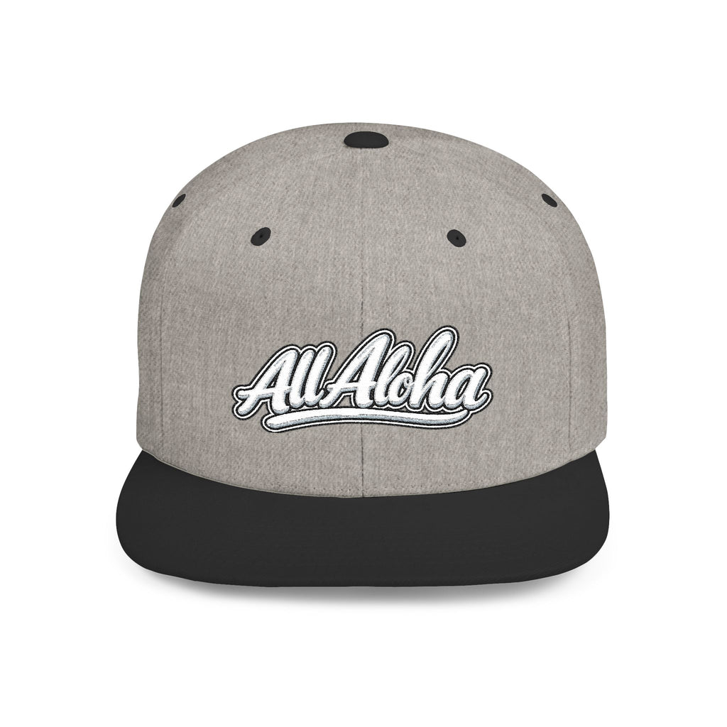 Camo Flat Bill Snapback Hat — 'All Aloha' Embroidered Trucker Cap