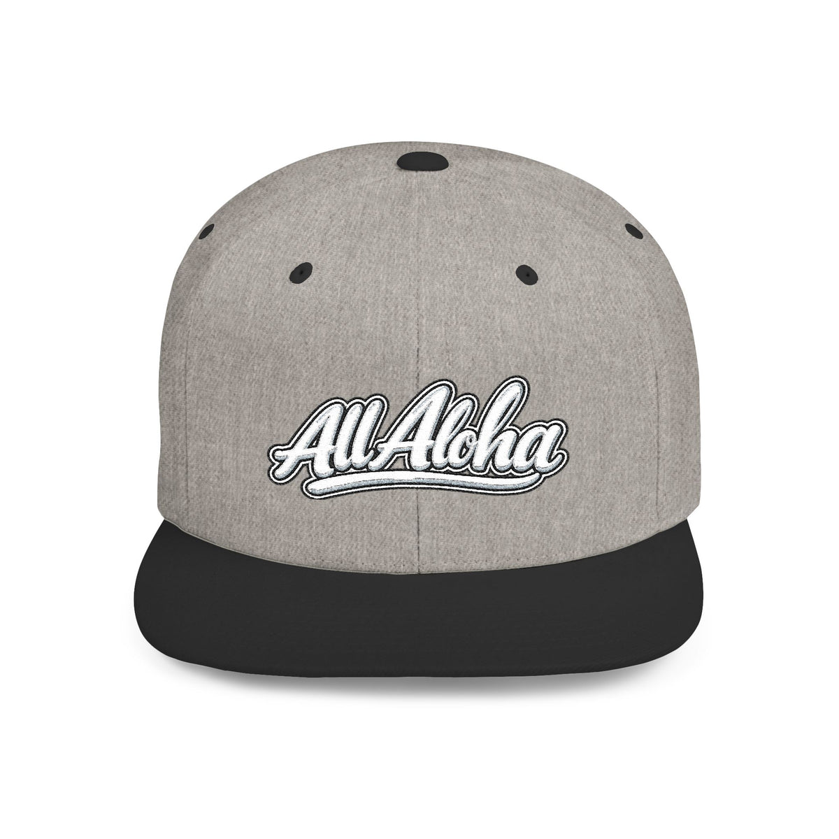 Camo Flat Bill Snapback Hat — 'All Aloha' Embroidered Trucker Cap